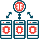 Artificial intelligence concept with a glowing digital brain and data network in the background